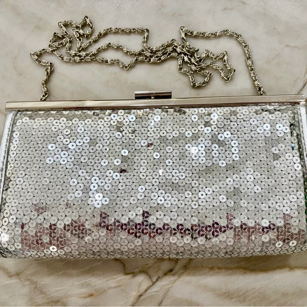 Worthington Silver Sequin Clutch